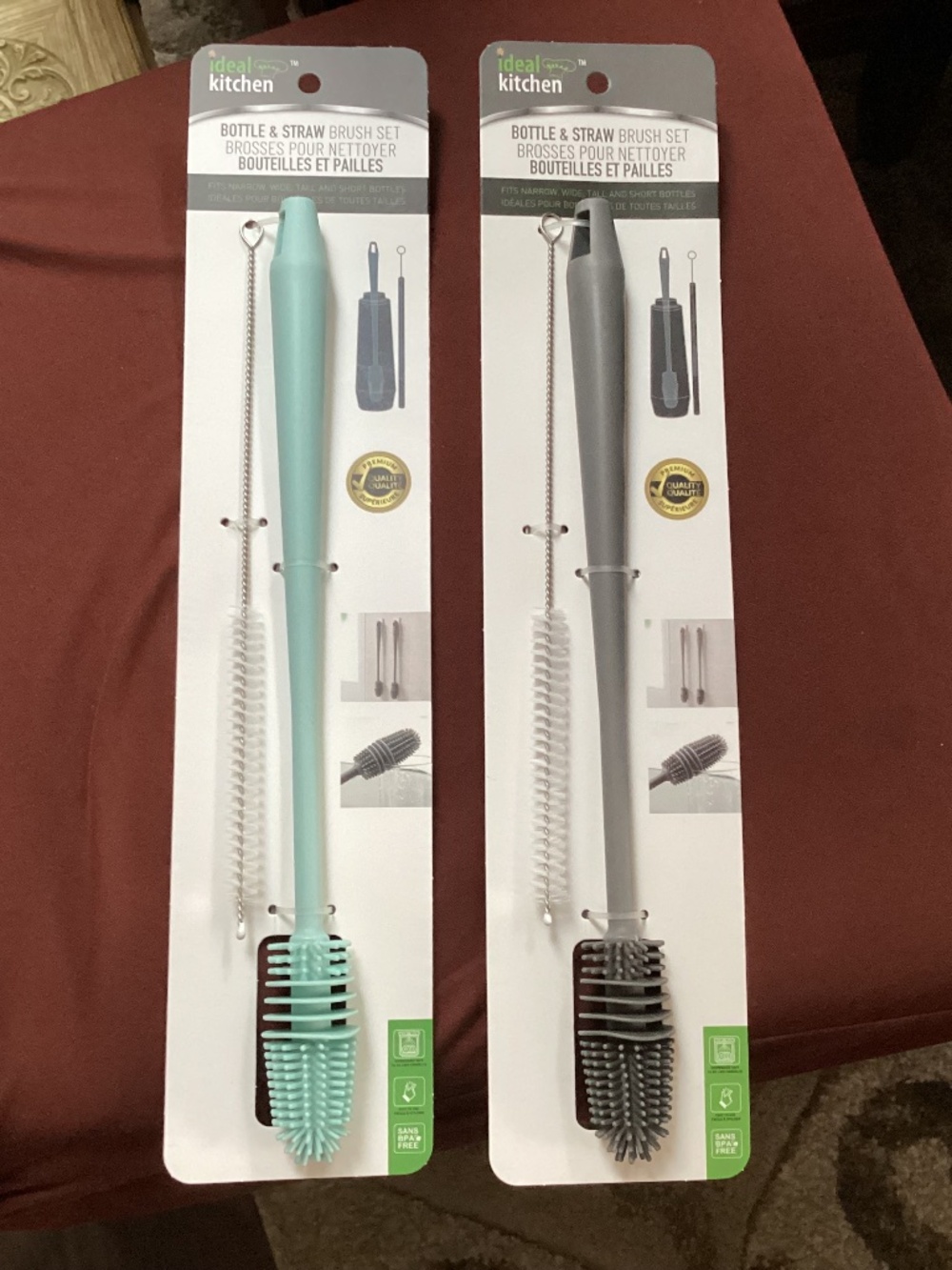 Ideal Kitchen Bottle & Straw Brush Set Bundle New